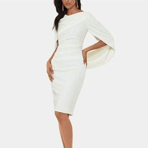 Betsy and Adam Caped Sheath Dress NWOT White Size 12